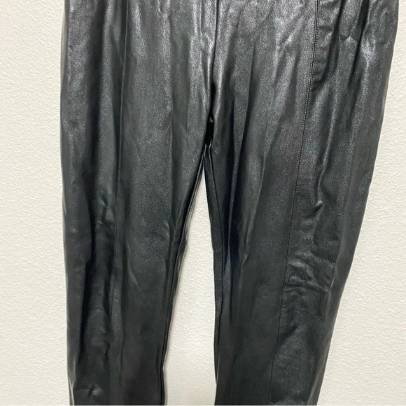 Amanda Uprichard Black Faux Leather Split Hem Pants - Picture 7 of 13